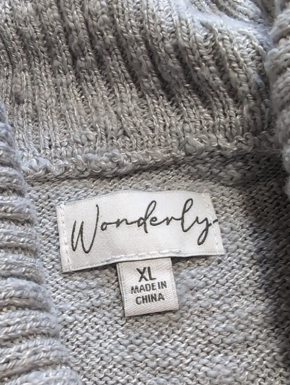 Wonderly Grey Tunic Length Cowl Neck Long Sleeve Ribbed Knit Sweater Size XL - Picture 9 of 12